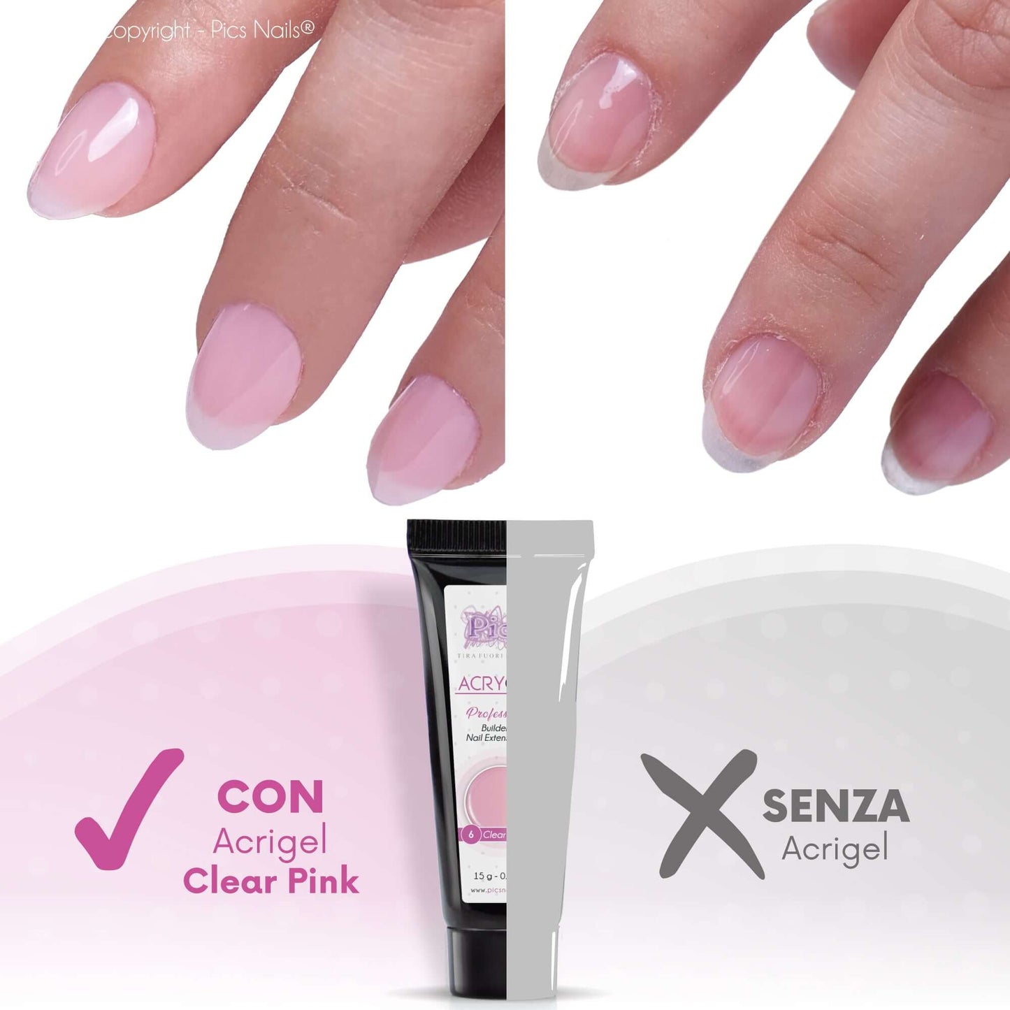 Acrygel Clear Pink 6 - Gel Acrilico per Unghie 15g