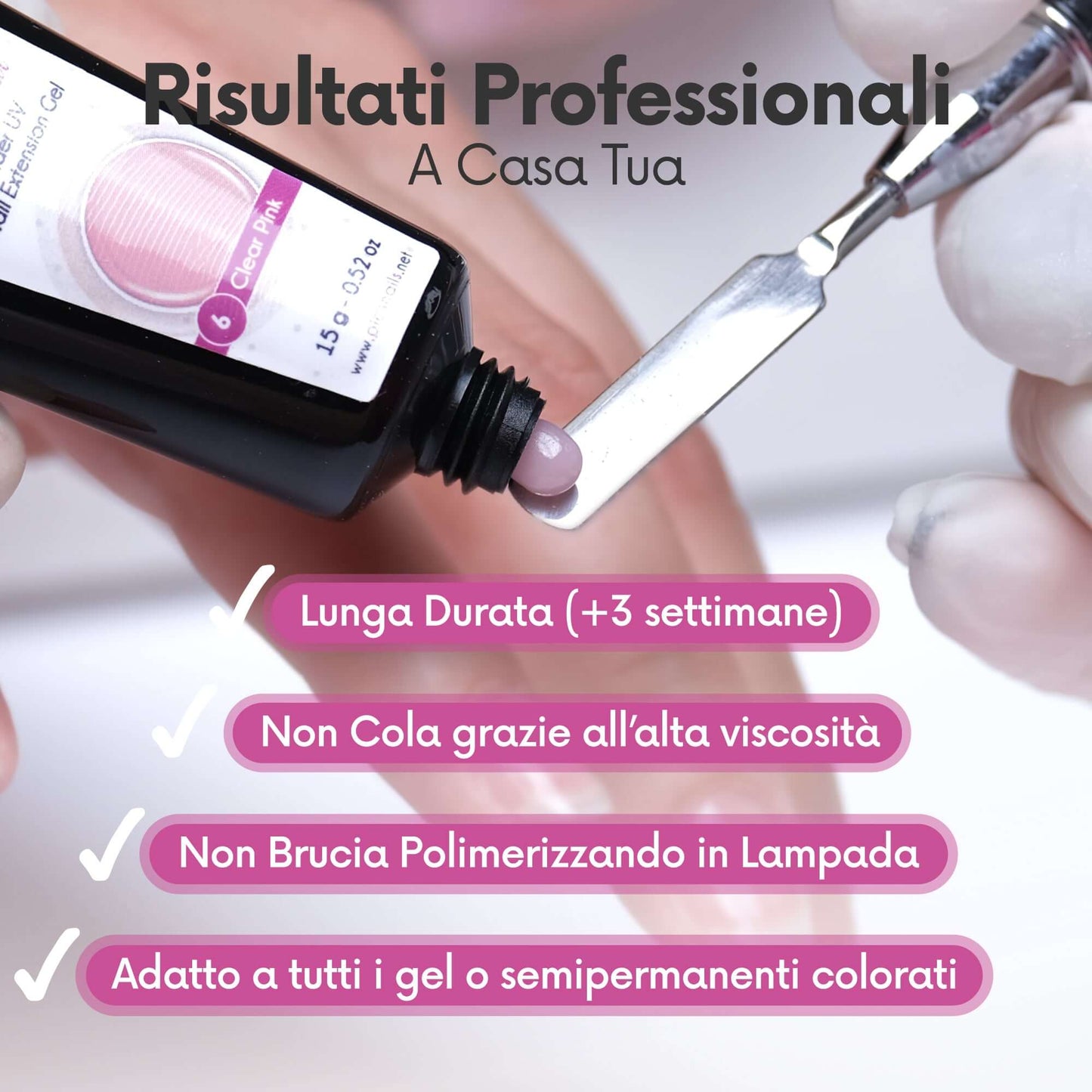 Acrygel Clear Pink 6 - Gel Acrilico per Unghie 15g