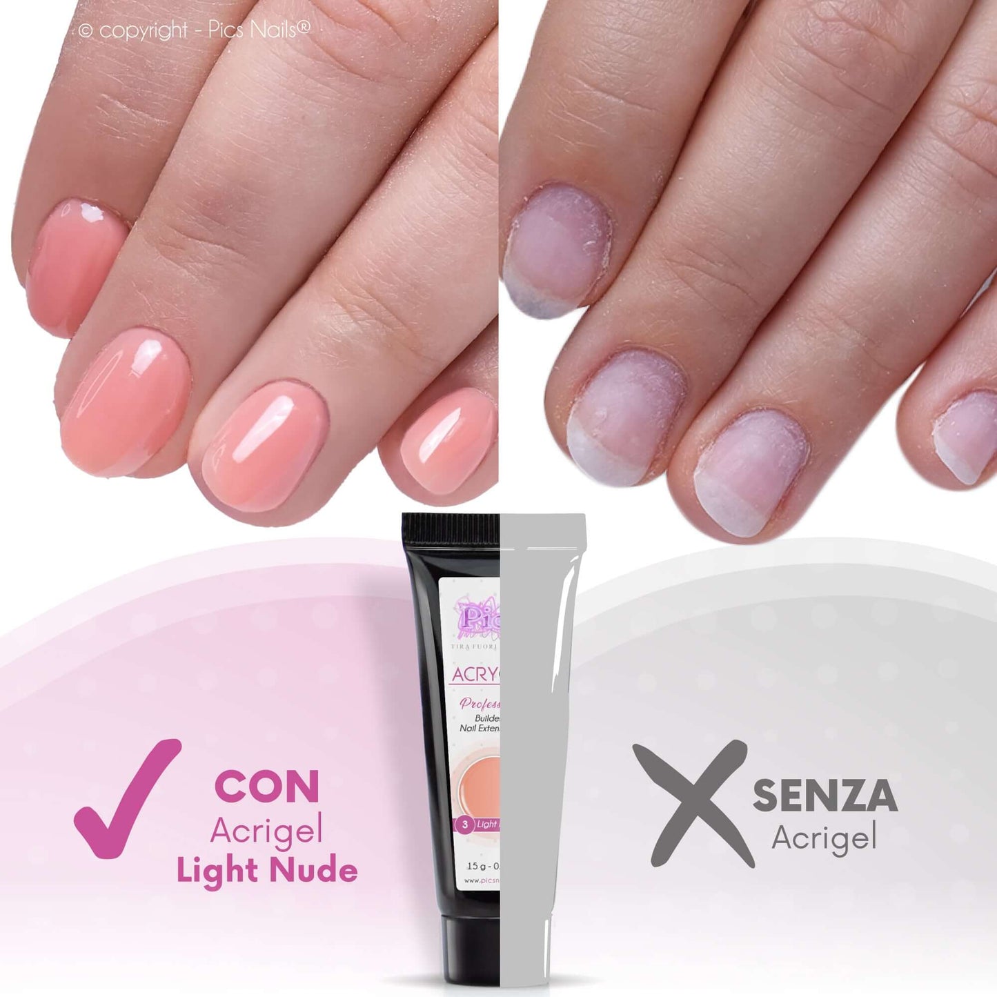 Acrygel Light Nude 3 - Gel Acrilico per Unghie 15 gr