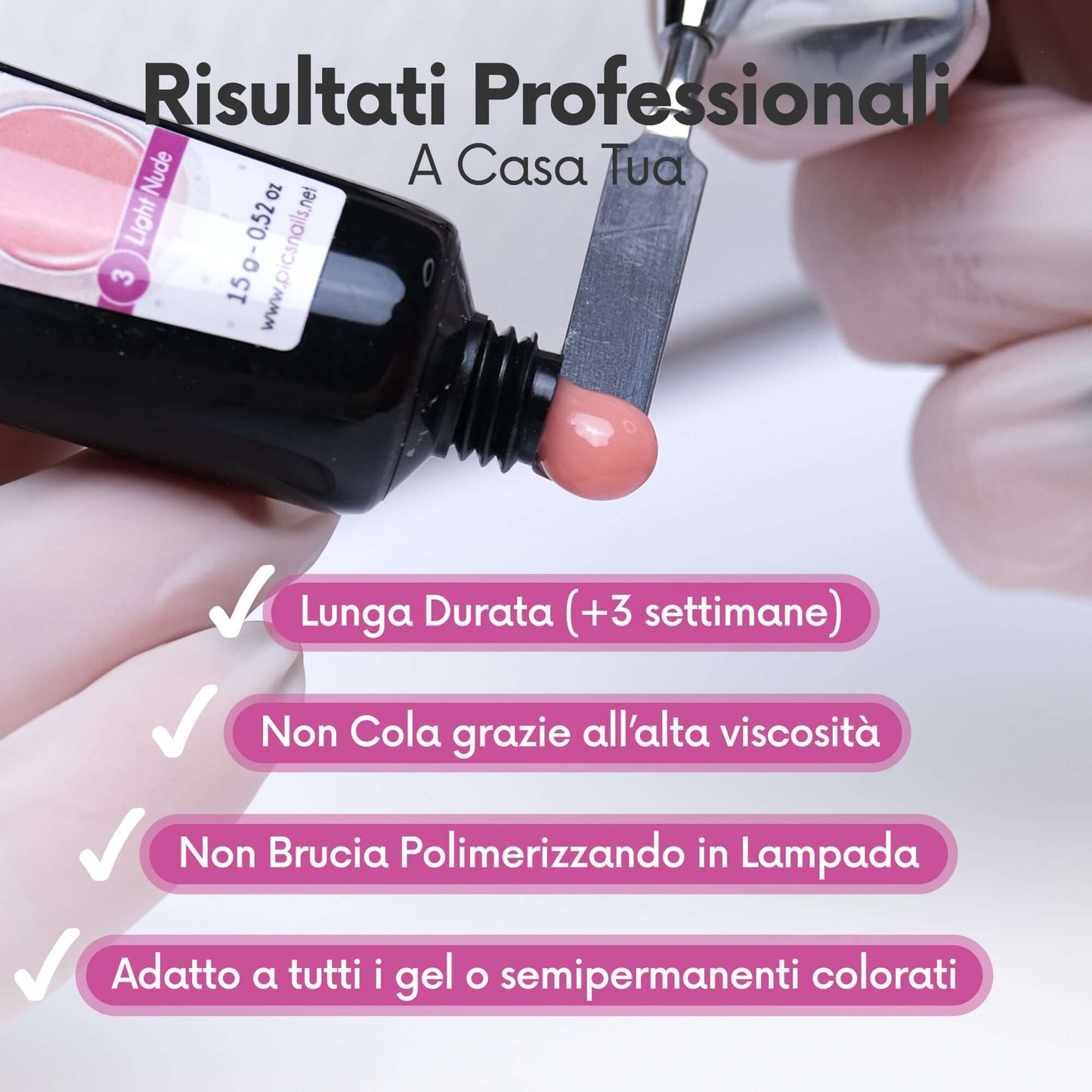 Acrygel Light Nude 3 - Gel Acrilico per Unghie 15 gr