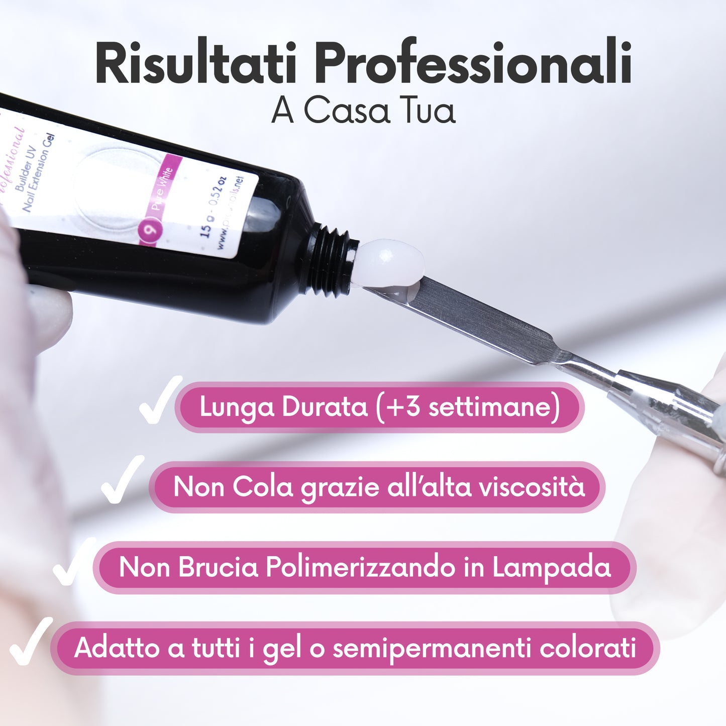 Acrygel Pure White 9 - Gel Acrilico per Unghie 15g
