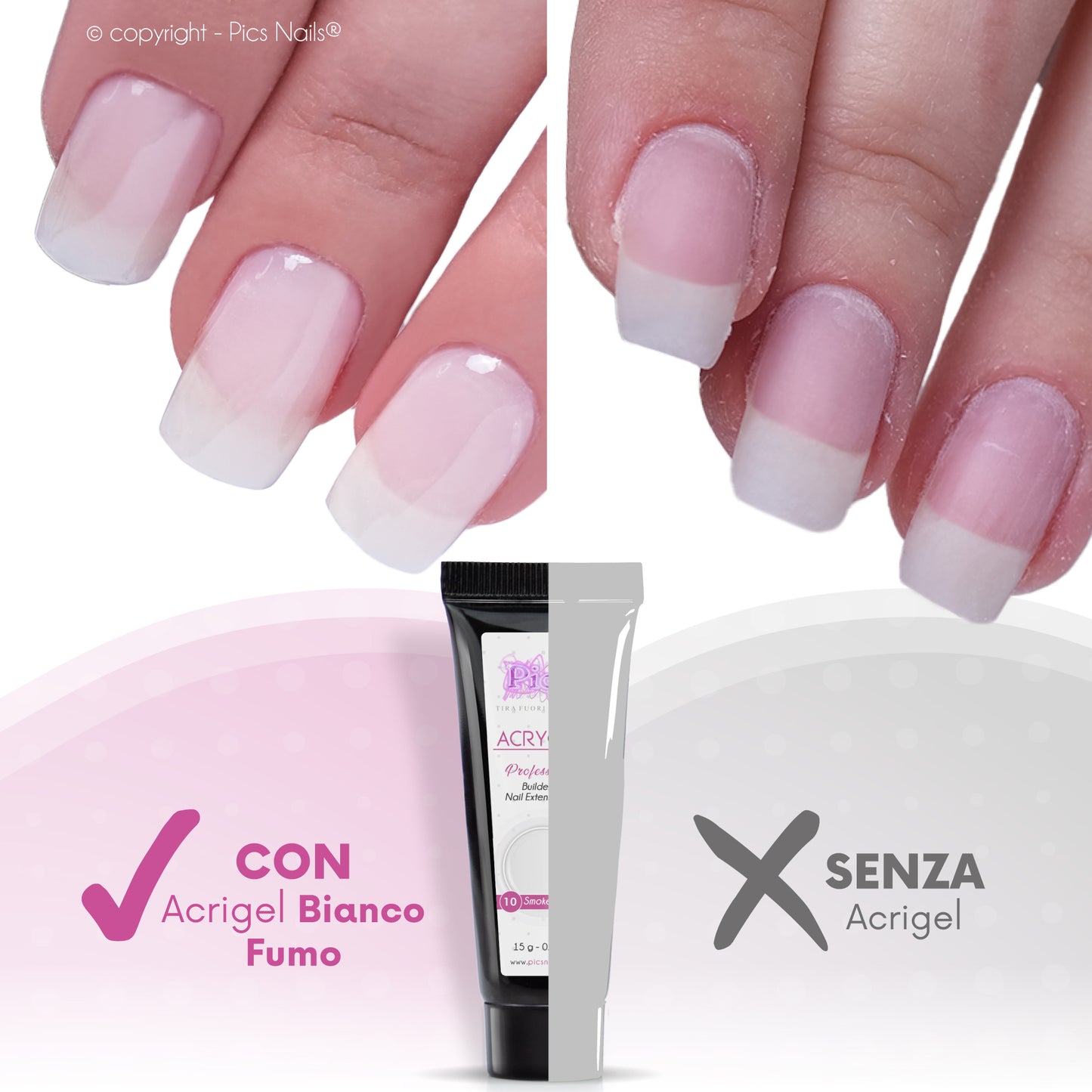 Acrygel Smoked White 10 - Gel Acrilico per Unghie 15 g