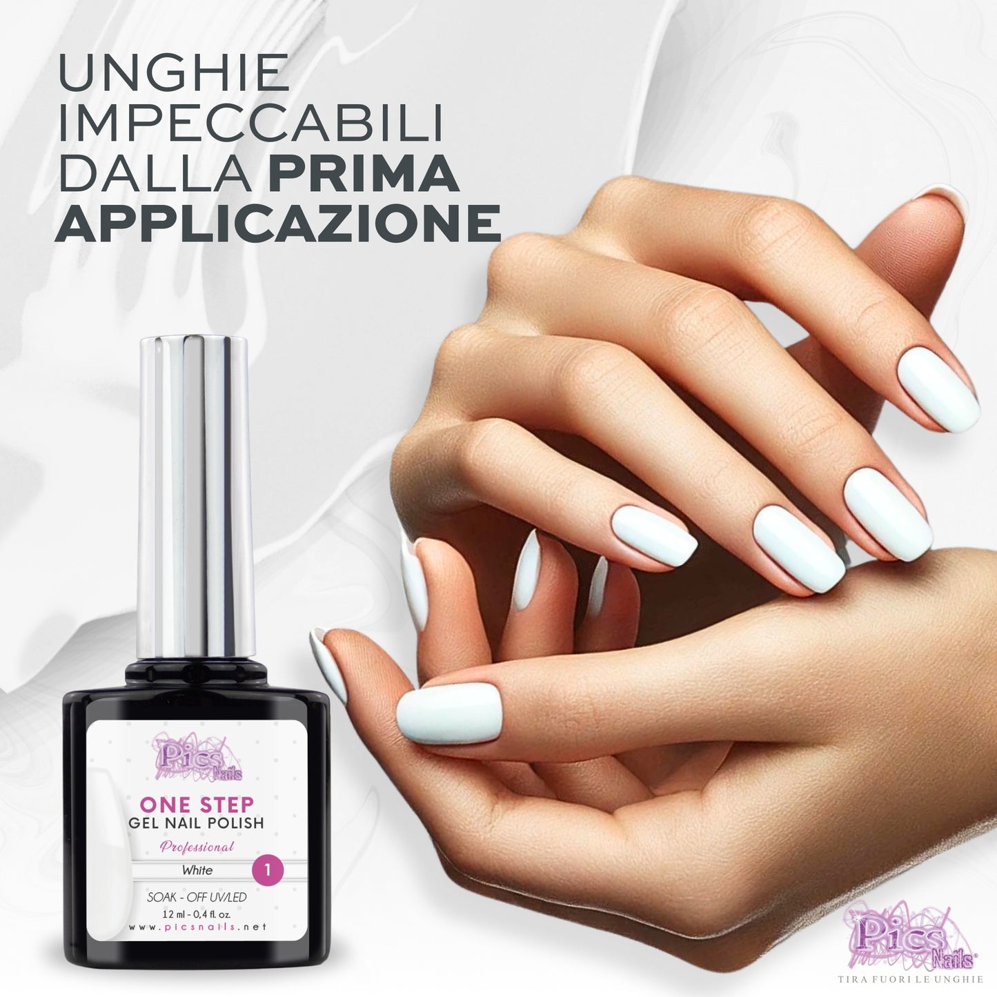Smalto Semipermanente One Step Bianco 1 - 12 ml | Semipermanente 3in1 UV/LED Ultra Lucido