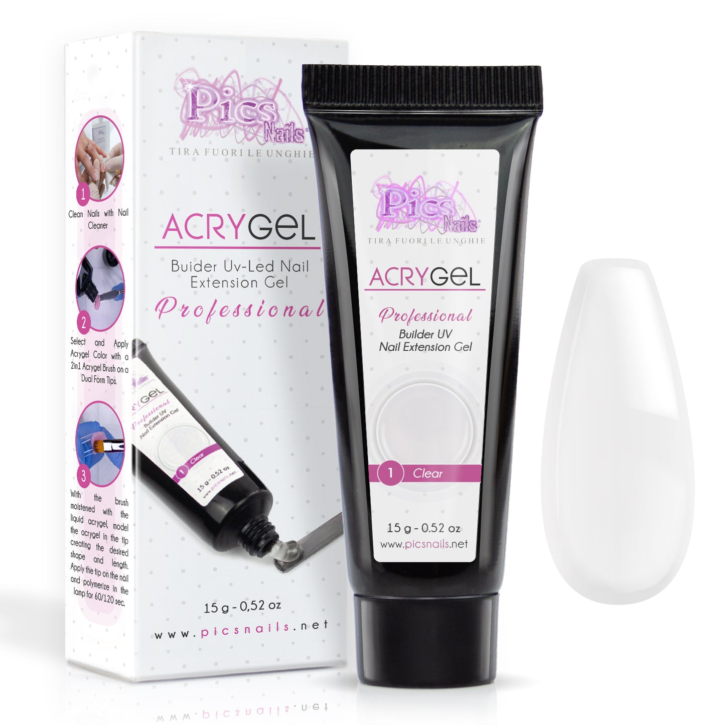 Acrygel Clear 1 - Gel Acrilico per Unghie 15 gr