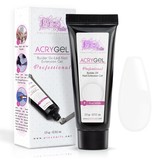Acrygel Pure White 9 - Gel Acrilico per Unghie 15g