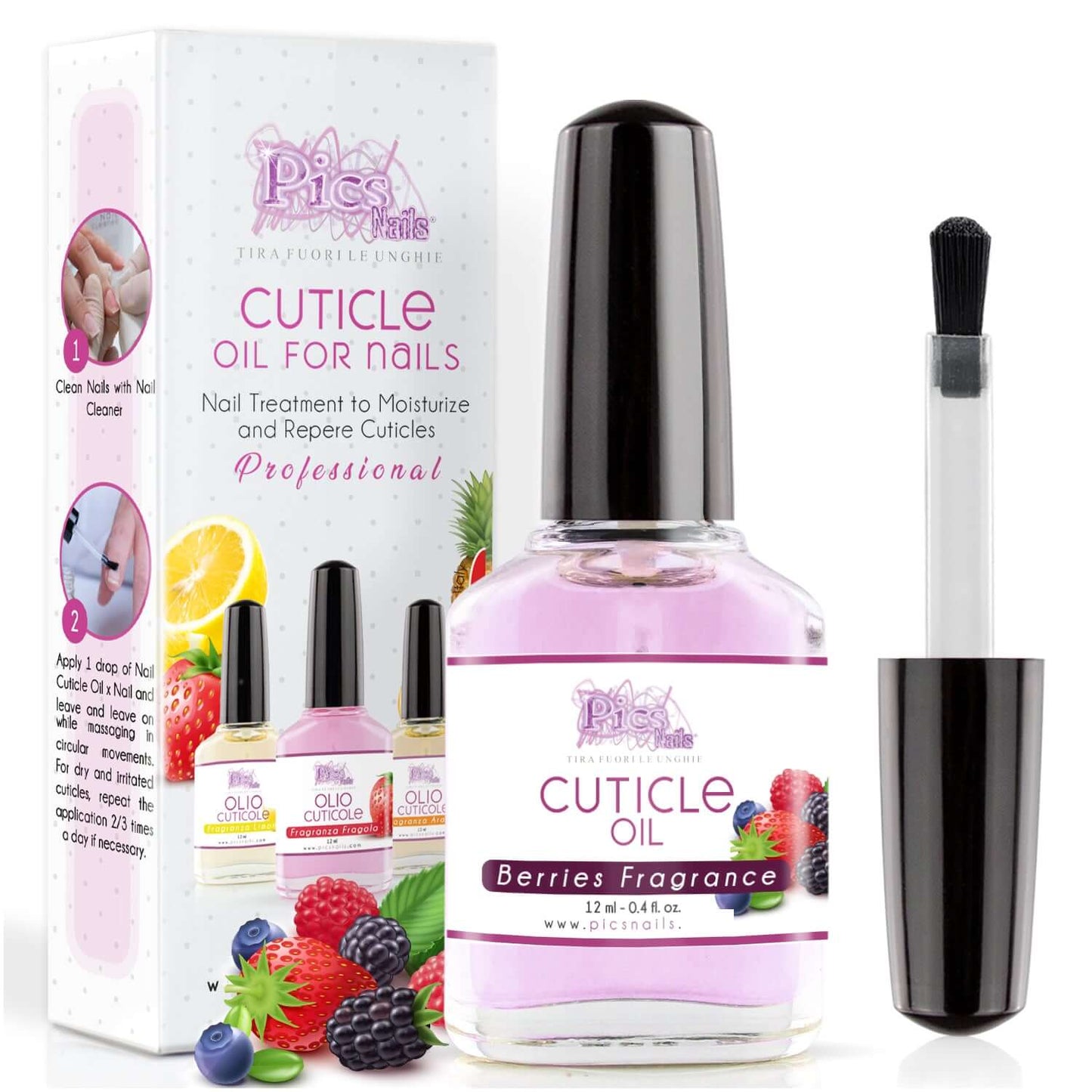 Olio Cuticole Unghie Di Mani E Piedi Professionale Frutti di Bosco 12 ml
