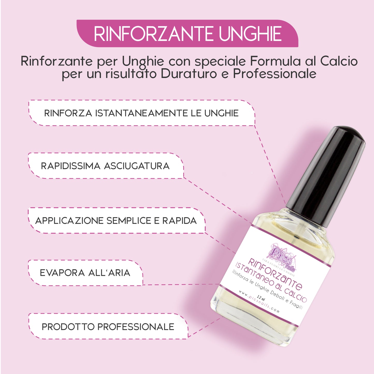 Smalto Rinforzante per Unghie Istantaneo al Calcio Professionale 12 ml