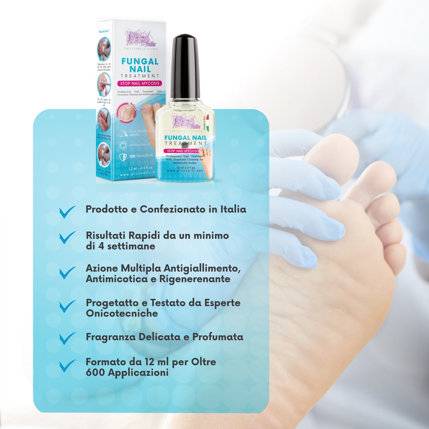 Antimicotico Unghie 12 ml - Trattamento della Micosi Unghie di Mani e Piedi