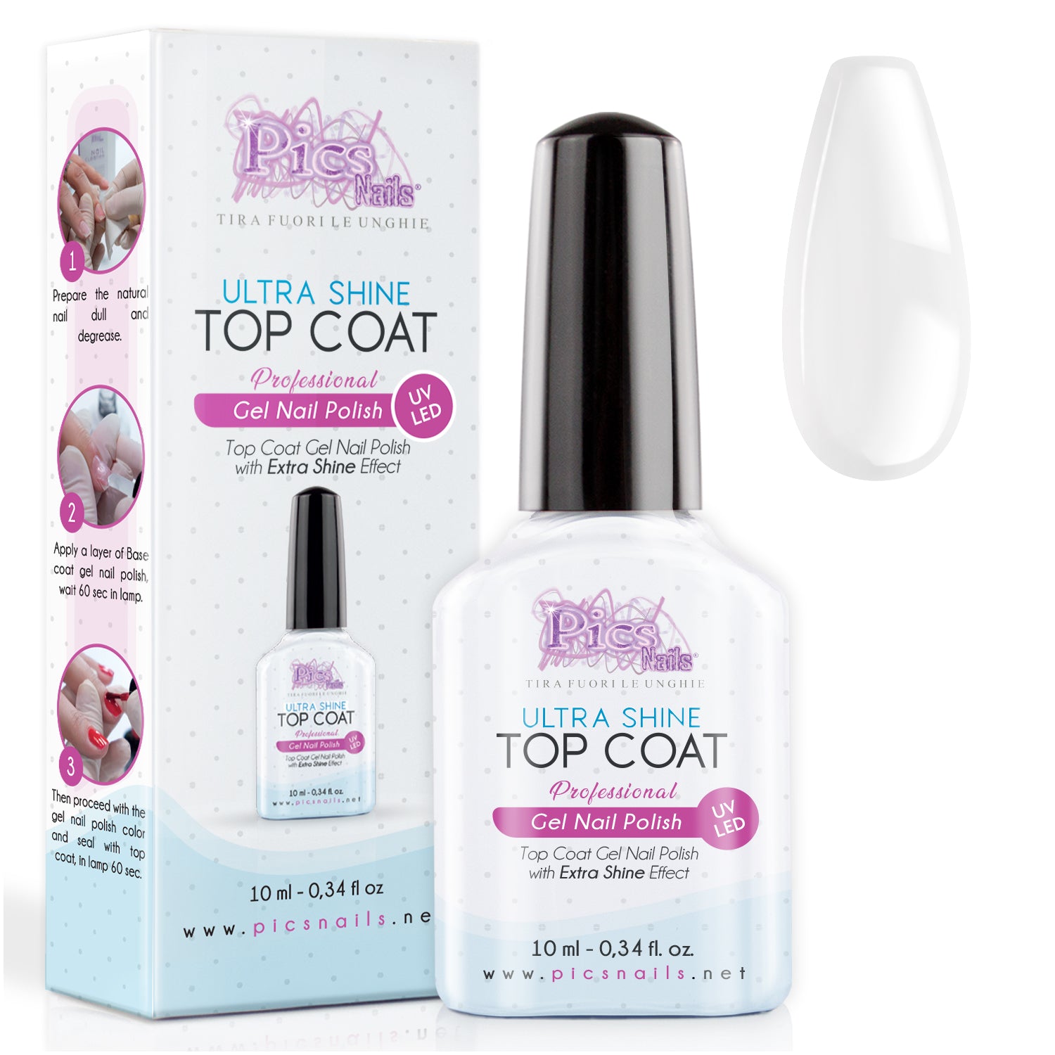 Top Coat Semipermanente ULTRA SHINE UV/LED 10 ml - Smalto Gel Sigillan