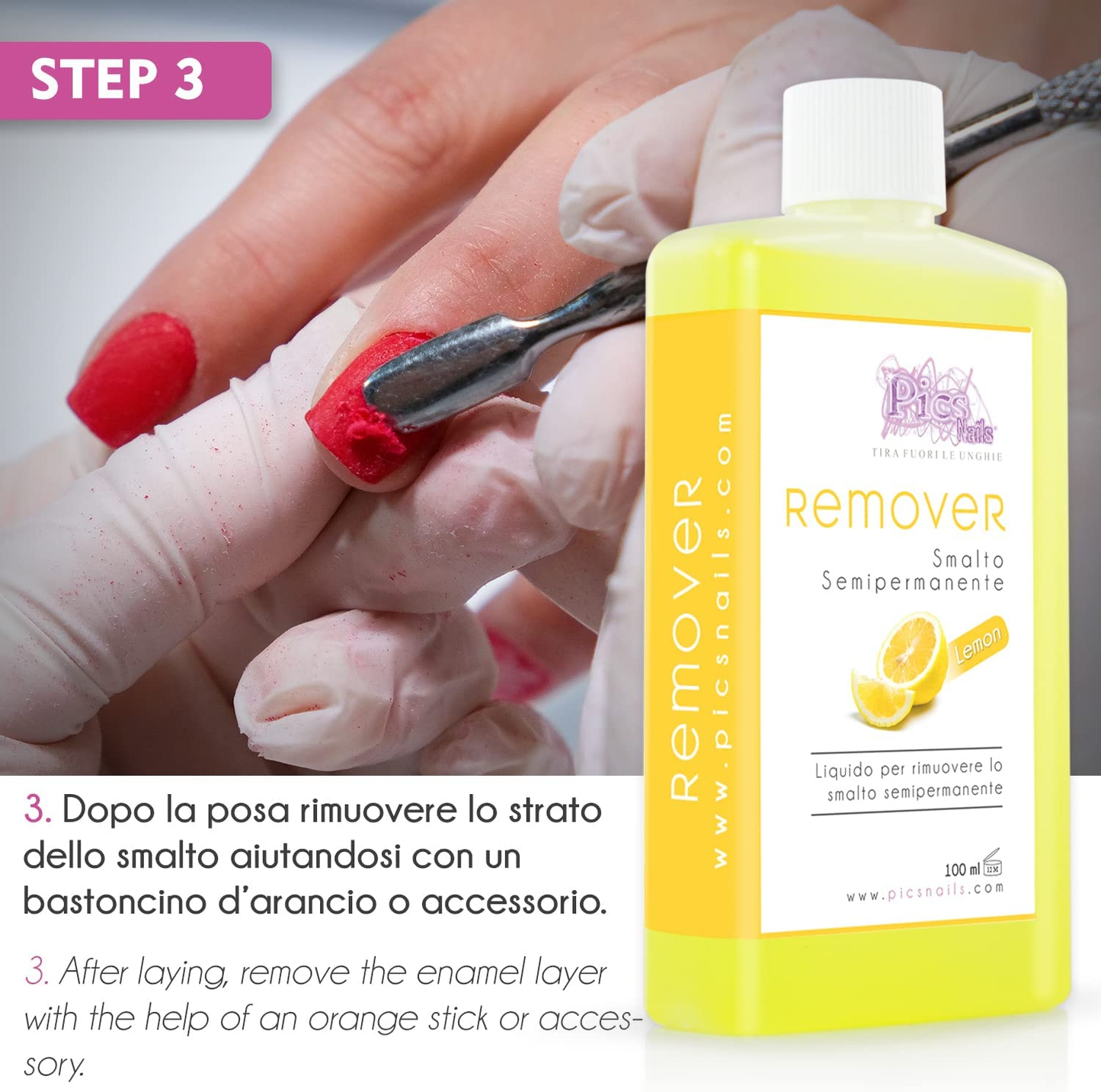 Remover Smalto Semipermanente Limone 100 Ml Professionale- Rimuovi Smalto Semipermanente Soak off UV-LED per Unghie - Solvente Rimuovi Smalto Semipermanente per Unghie