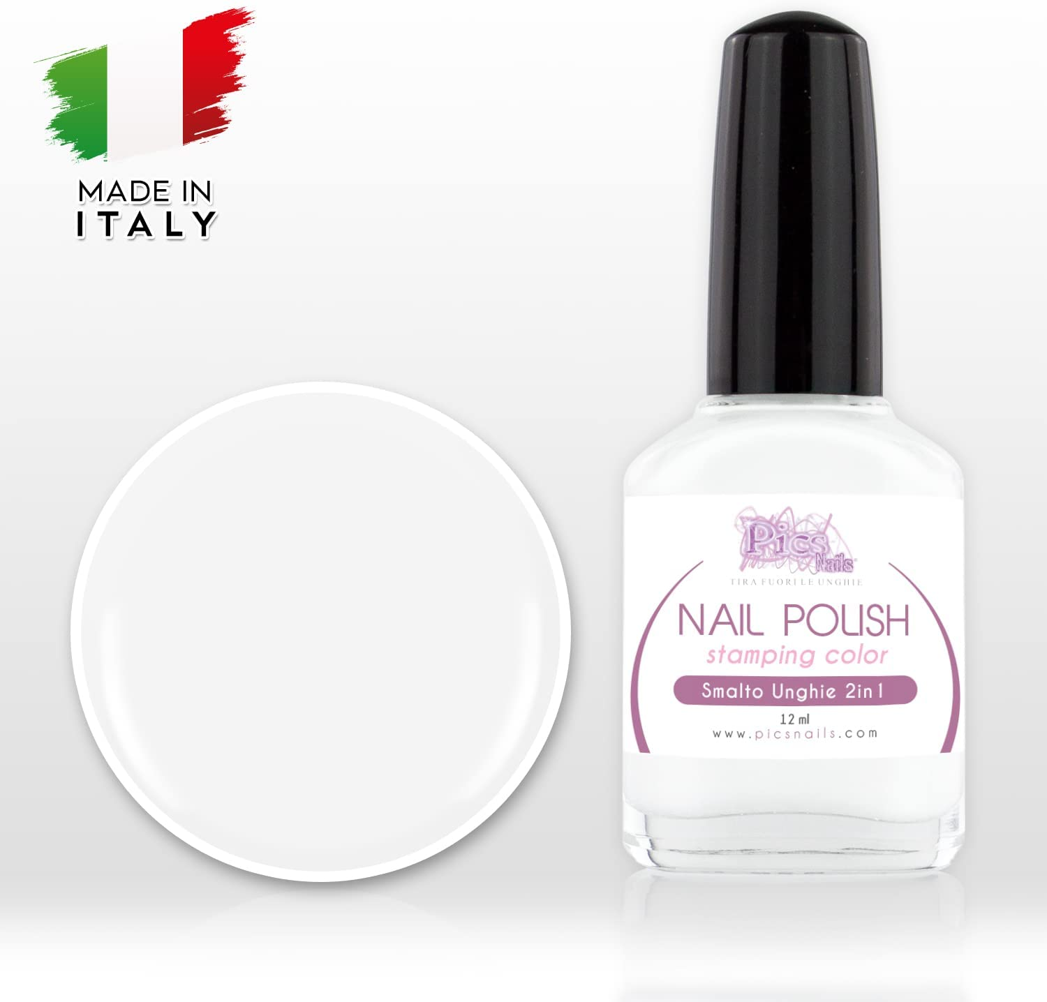 Smalto Bianco per Unghie Professionale 12 Ml - Smalto per Unghie Colorato Tradizionale 2 in 1 Alta Densità E Resistenza, Facile E Veloce Da Applicare