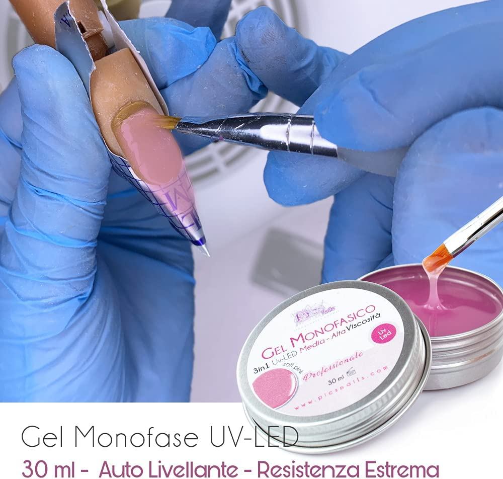 Gel Monofasico Costruttore UV-LED Professionale 3In1 Rosa Clear per Unghie - 30 Ml Media-Alta VISCOSITA' Autolivellante per Ricostruzione Unghie, Ultra Resistente per Ricostruzione Unghie