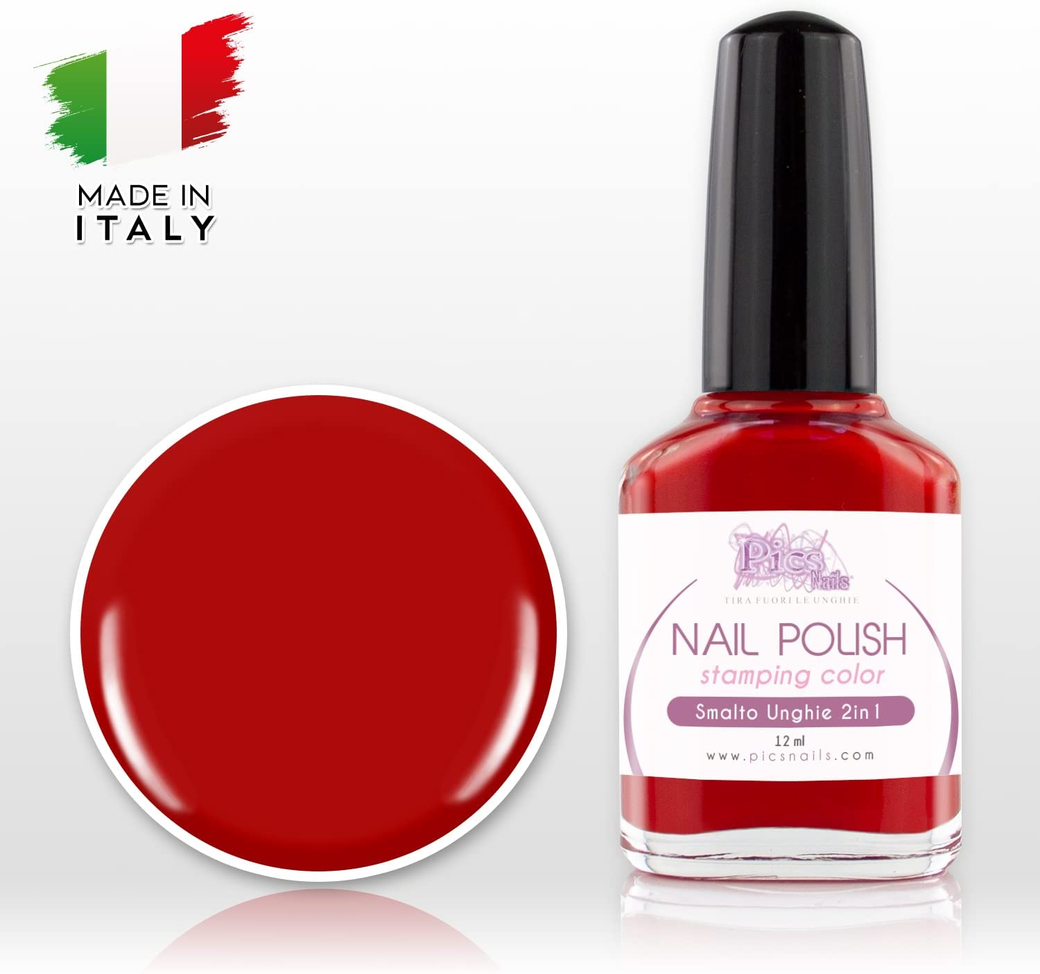 Smalto Rosso per Unghie Professionale 12 Ml - Smalto per Unghie Colorato Tradizionale 2 in 1 Alta Densità E Resistenza, Facile E Veloce Da Applicare