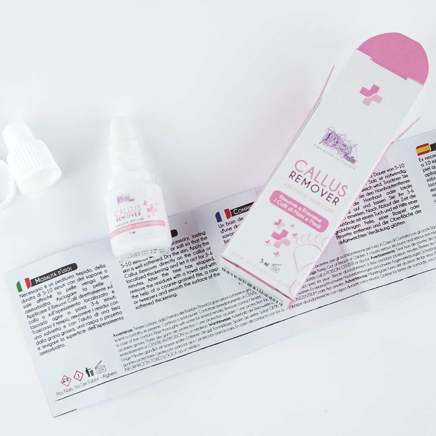 Rimuovi Calli Liquido Strong Professionale 5 Ml - Liquido Callifugo per Piedi E Mani, Rimuove I Calli in Modo Professionale Seguendo Semplici Passaggi