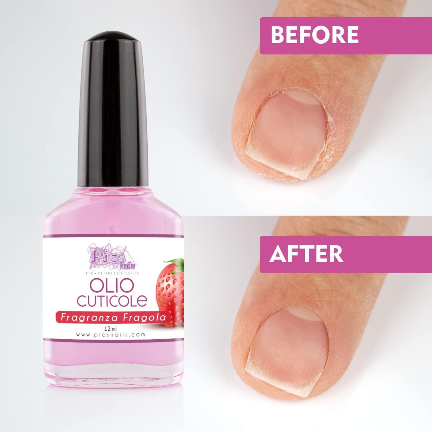 Olio Cuticole Unghie per Mani E Piedi Professionale 12Ml - Fragranza Fragola - Olio Idratante E Rigenerante per Cuticole Di Mani E Piedi, Dona Sollievo E Freschezza Alla Pelle Secca E Irritata