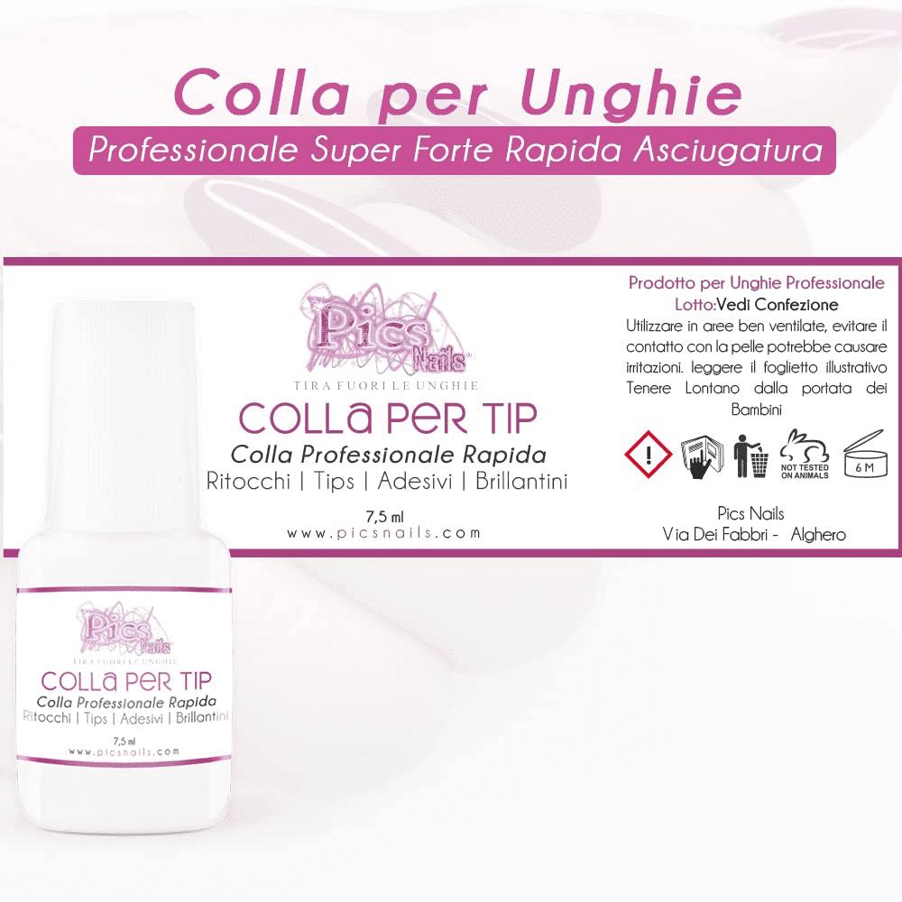 Colla per Unghie Finte Professionale 7.5 G Extra Forte -Colla per Tip, Brillantini, Adesivi, Glitter, Decorazioni per Unghie Alta Qualità