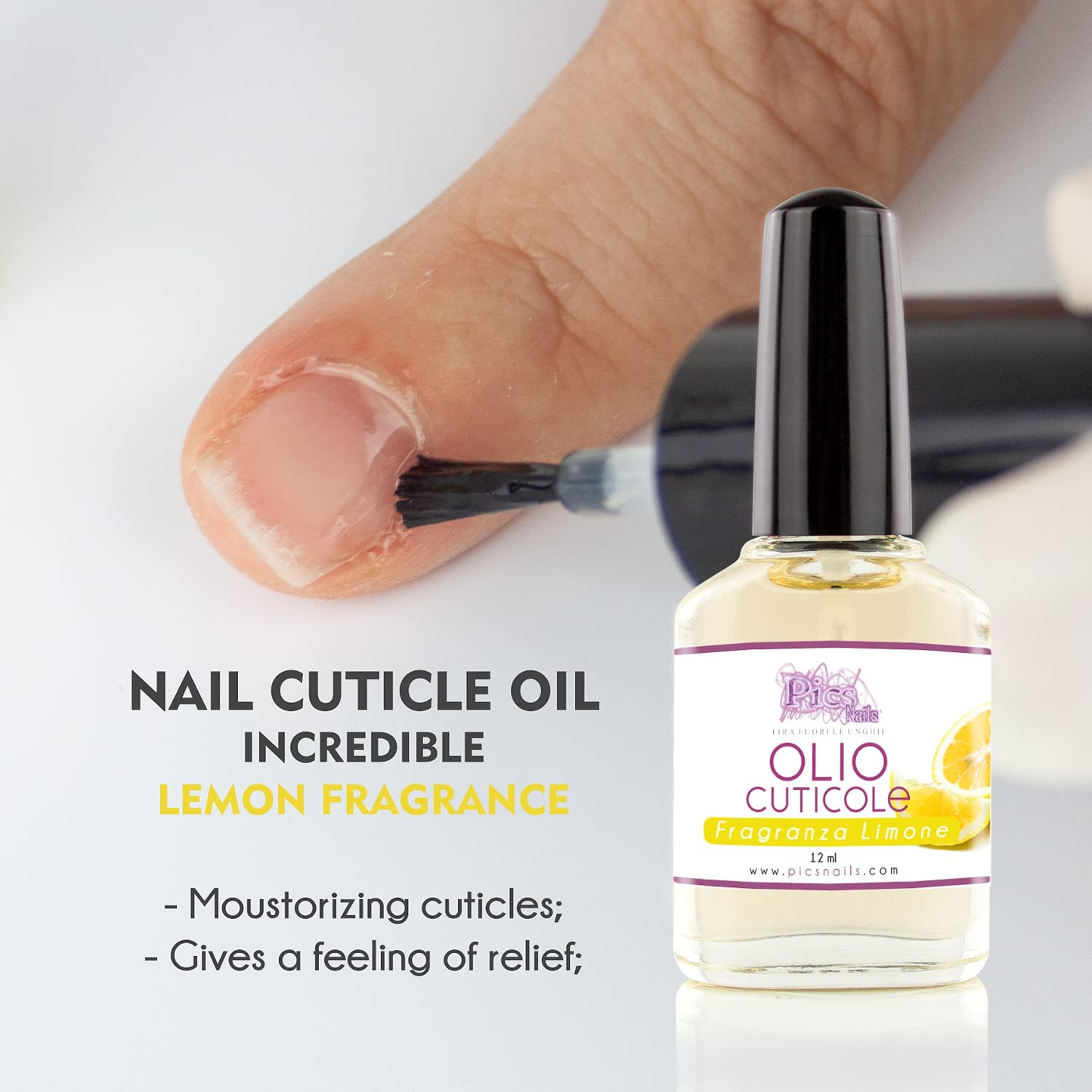 Olio Cuticole Unghie Di Mani E Piedi Professionale 12Ml - Fragranza Limone - Olio Idratante E Rigenerante per Cuticole Di Mani E Piedi, Dona Sollievo E Freschezza Alla Pelle Secca E Irritate