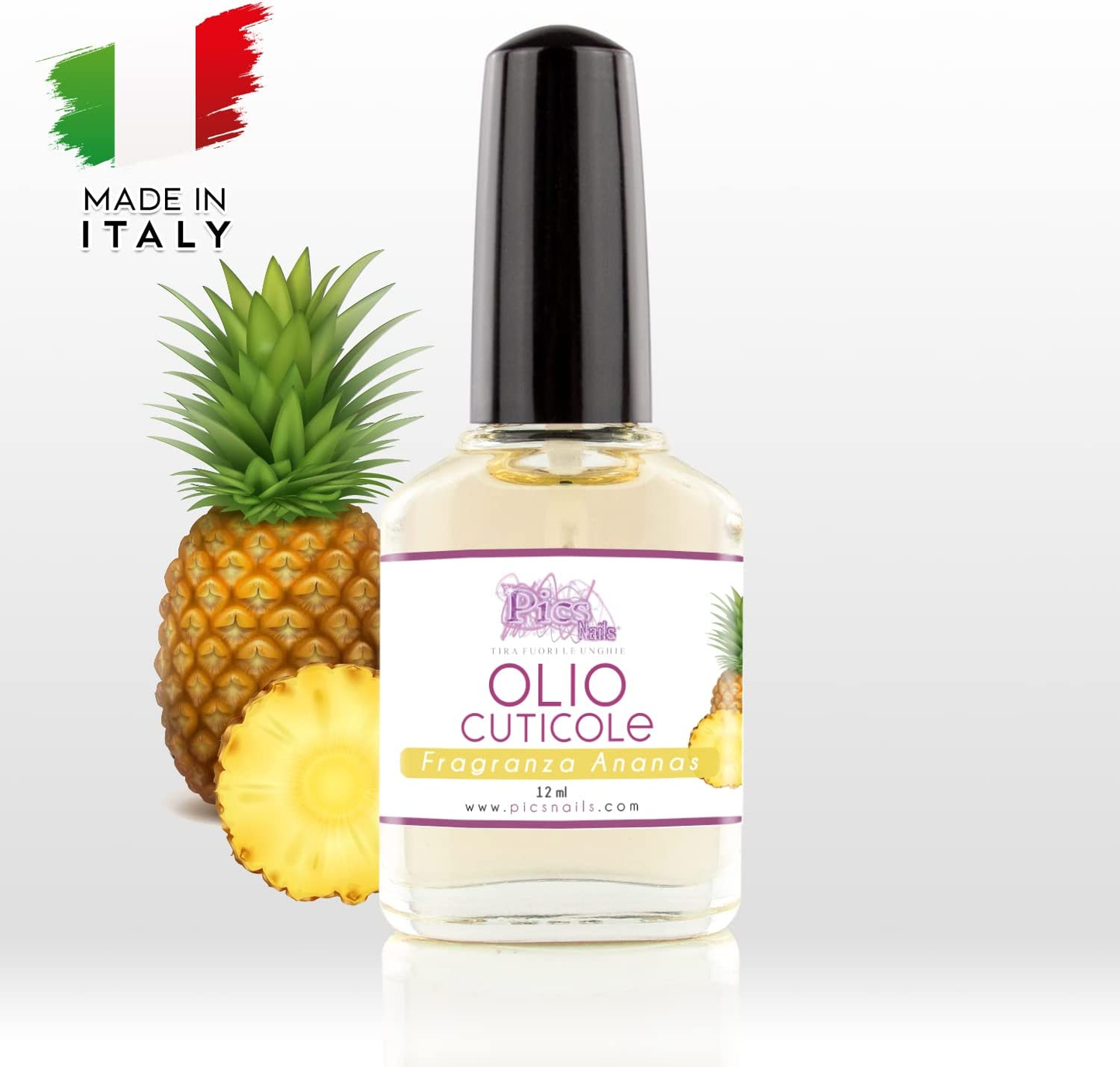 Olio Cuticole Unghie per Mani E Piedi Professionale 12Ml - Fragranza Ananas - Olio Idratante E Rigenerante per Cuticole Di Mani E Piedi, Dona Sollievo E Freschezza Alla Pelle Secca E Irritata