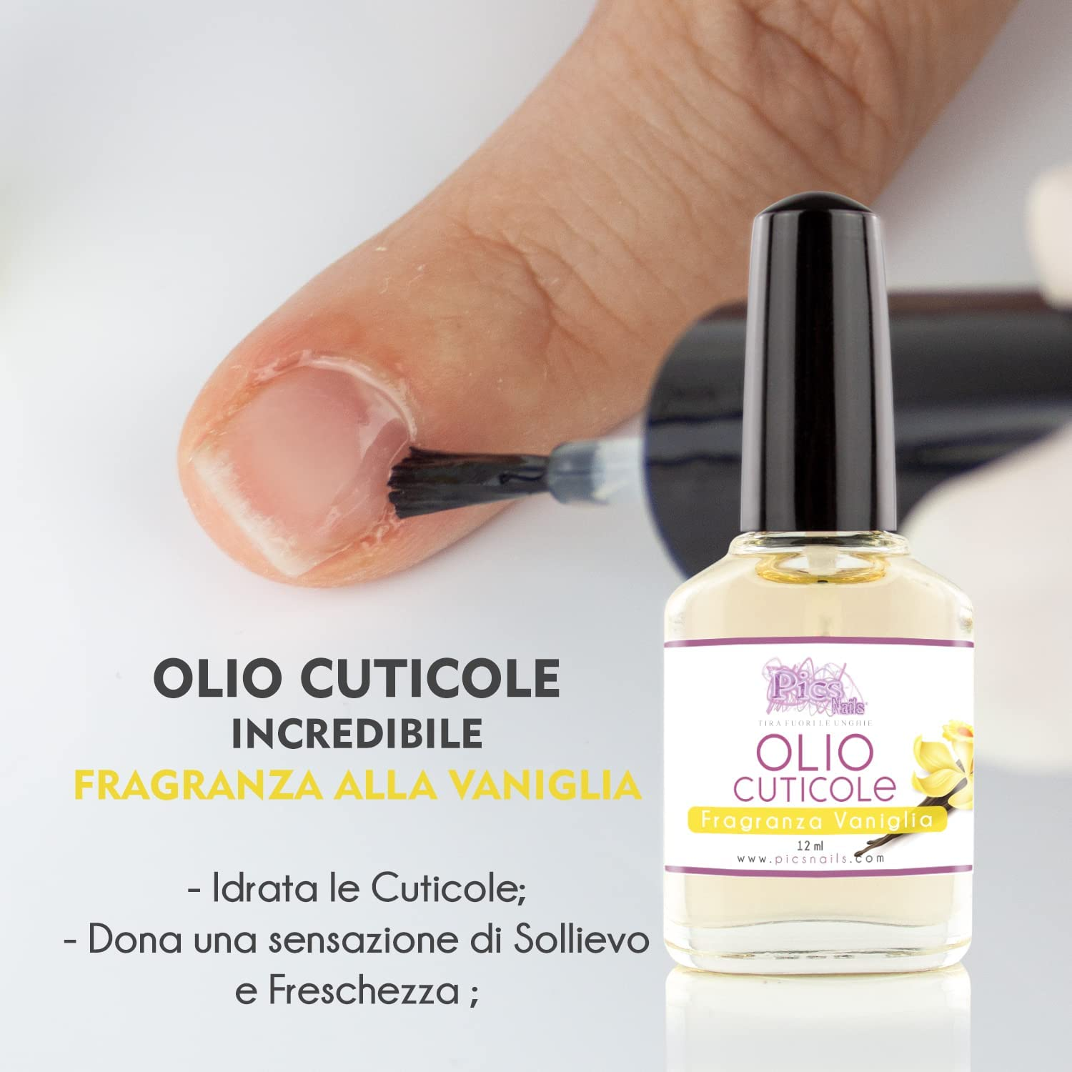 Olio Cuticole Unghie Di Mani E Piedi Professionale 12Ml - Fragranza Vaniglia - Olio Idratante E Rigenerante per Cuticole Di Mani E Piedi, Dona Sollievo E Freschezza Alla Pelle Secca E Irritate