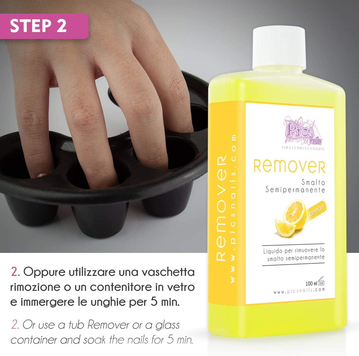 Remover Smalto Semipermanente Limone 100 Ml Professionale- Rimuovi Smalto Semipermanente Soak off UV-LED per Unghie - Solvente Rimuovi Smalto Semipermanente per Unghie