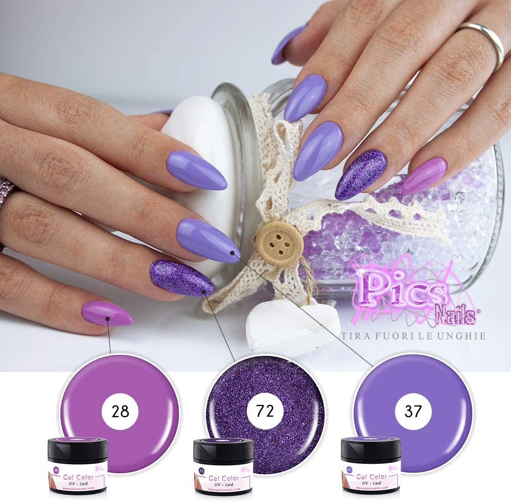Gel Unghie Colorato UV/LED Professionale Lavanda Chiaro - 5Ml, Gel Color Laccato Effetto Lucido Nude, Rosso, Rosa, Fuxia, Blu, Acquamarina (Viola Chiaro)