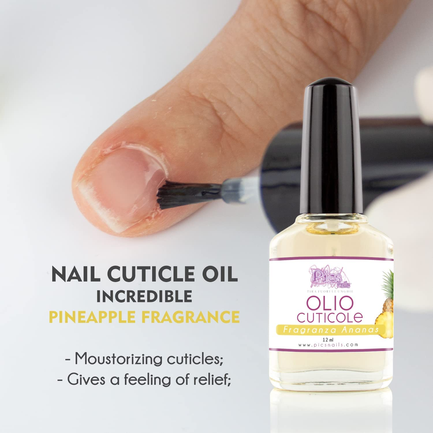 Olio Cuticole Unghie per Mani E Piedi Professionale 12Ml - Fragranza Ananas - Olio Idratante E Rigenerante per Cuticole Di Mani E Piedi, Dona Sollievo E Freschezza Alla Pelle Secca E Irritata