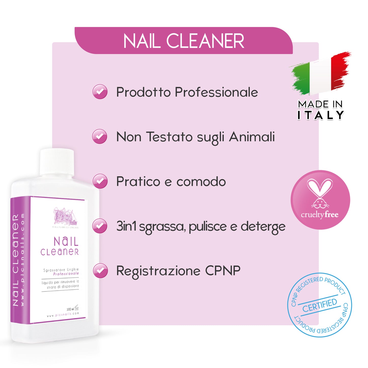 Nail Cleaner Sgrassatore Unghie Professionale 100 ml.