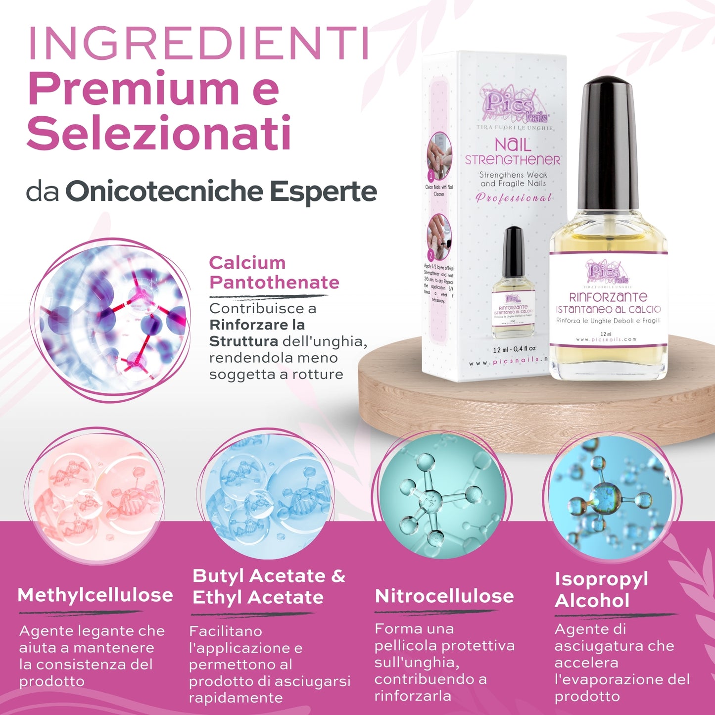 Smalto Rinforzante per Unghie Istantaneo al Calcio Professionale 12 ml