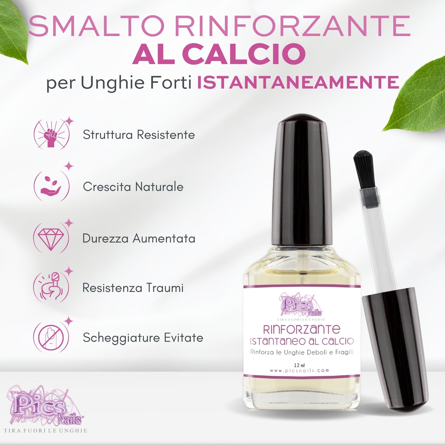 Smalto Rinforzante per Unghie Istantaneo al Calcio Professionale 12 ml