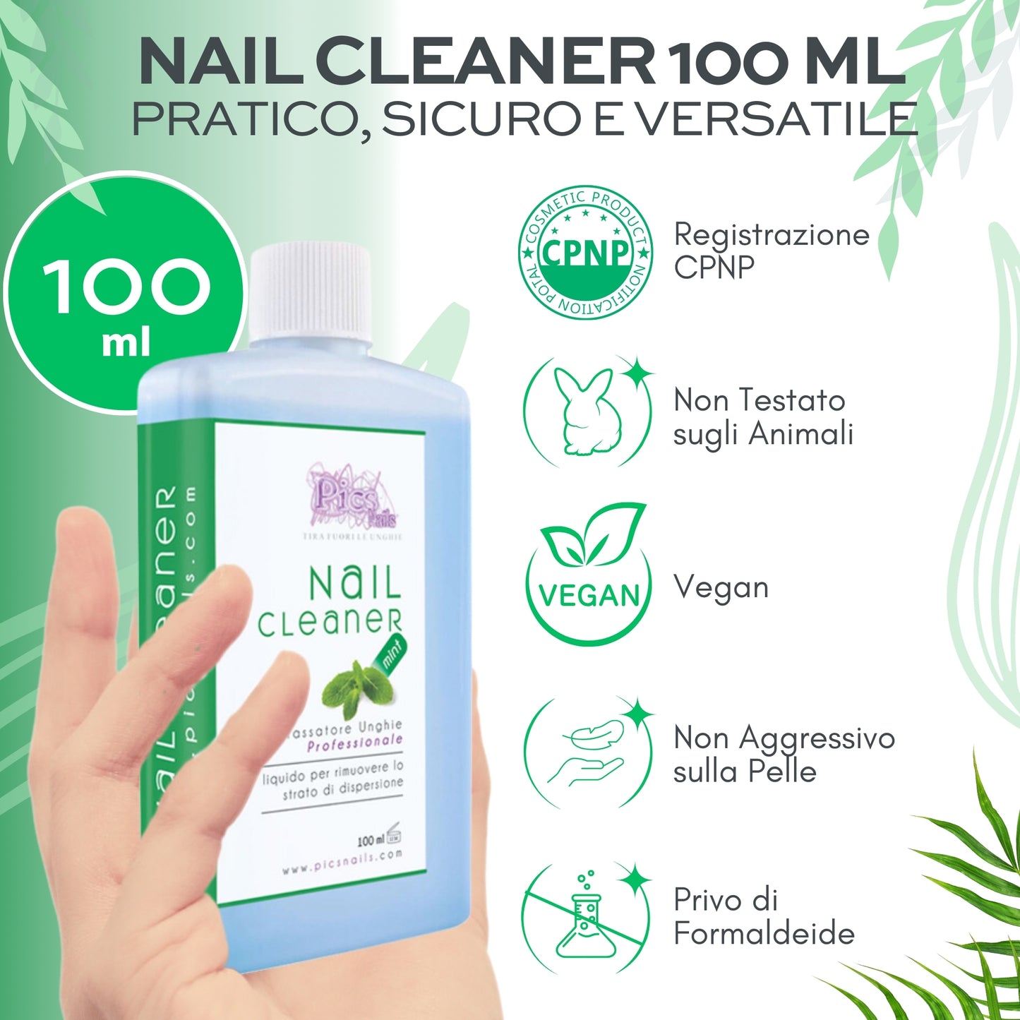 Nail Cleaner Sgrassatore per Unghie Professionale Menta 100 ml