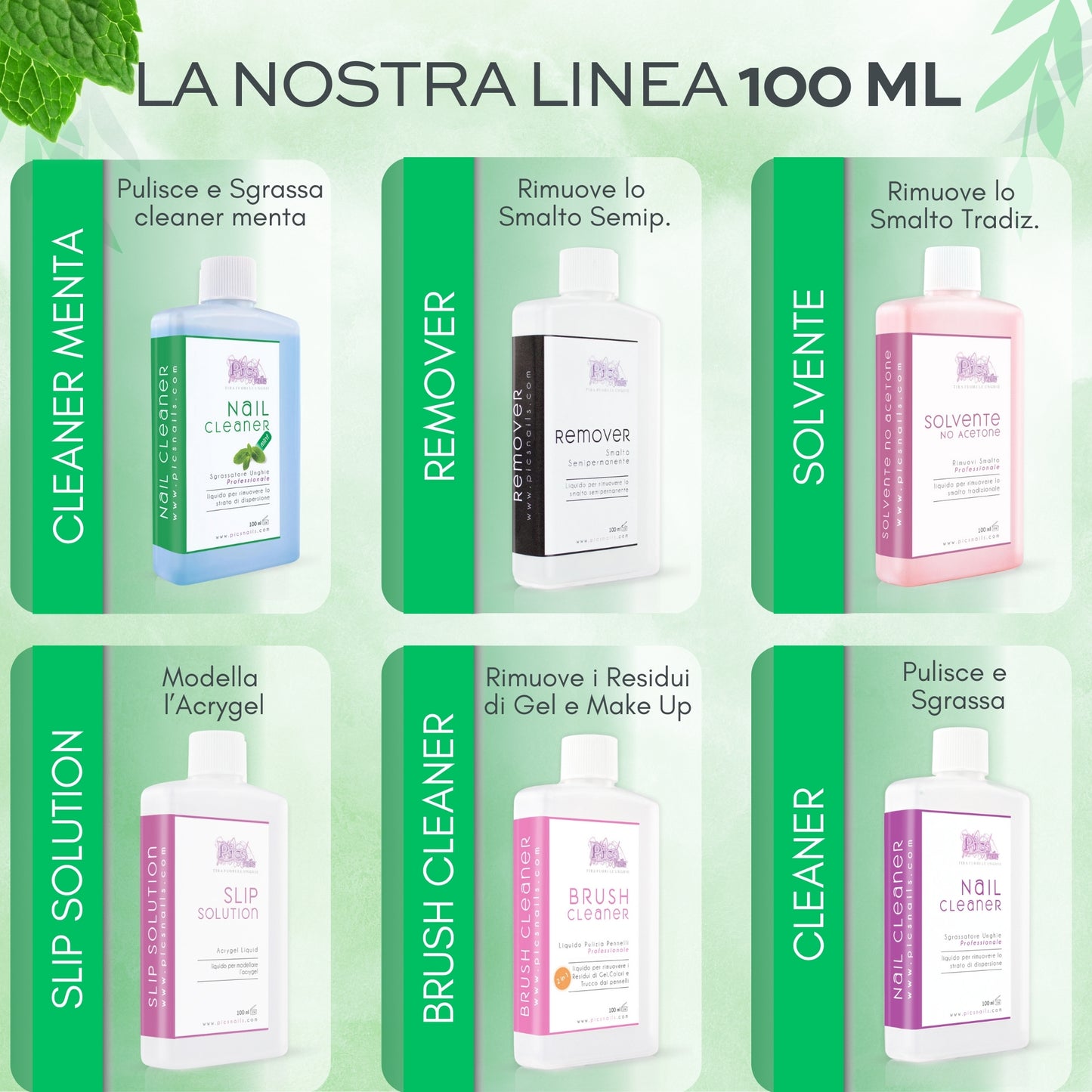 Nail Cleaner Sgrassatore per Unghie Professionale Menta 100 ml