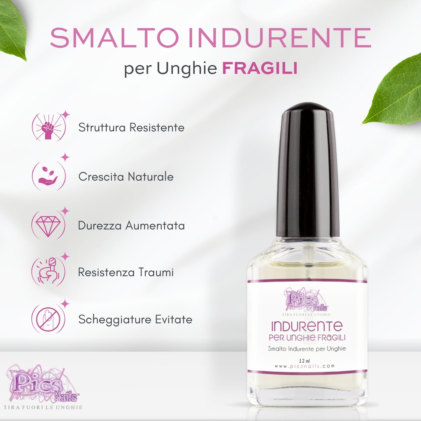 Smalto Indurente rinforzante Unghie 12ml Professionale - Ideale per Unghie Fragili e Deboli - Rinforza e Migliora la struttura di unghie Fragili e Deboli