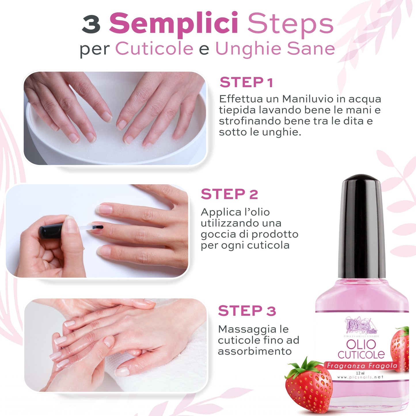 Olio Cuticole Unghie per Mani E Piedi Professionale Fragola 12 ml