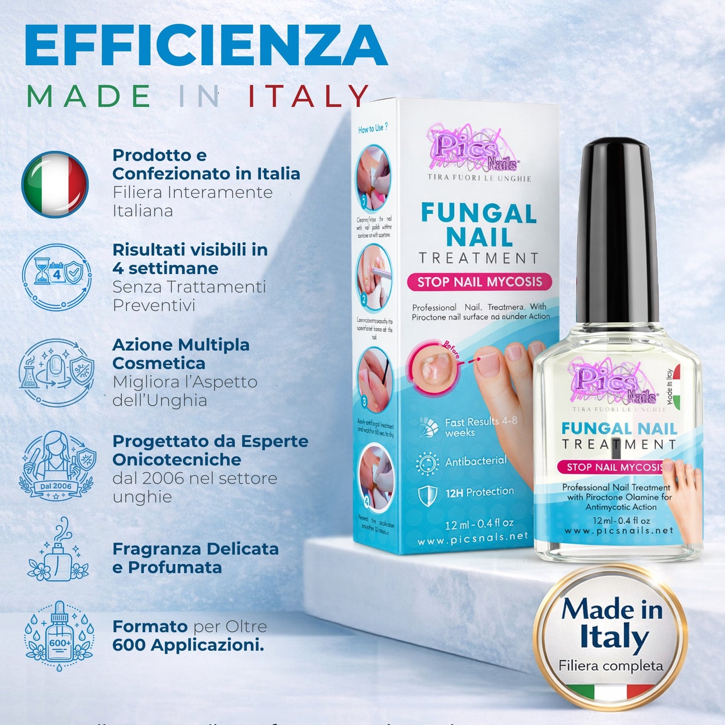Antimicotico Unghie 12 ml - Trattamento della Micosi Unghie di Mani e Piedi