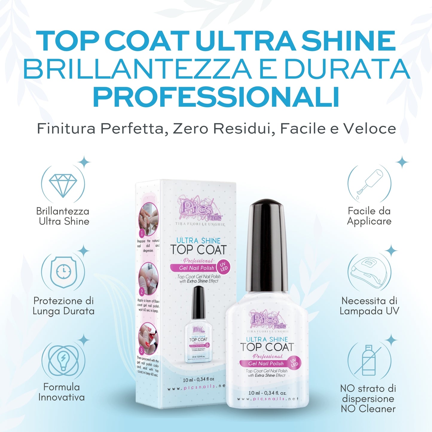 Top Coat Semipermanente ULTRA SHINE UV/LED 10 ml - Smalto Gel Sigillante Senza Strato di Dispersione