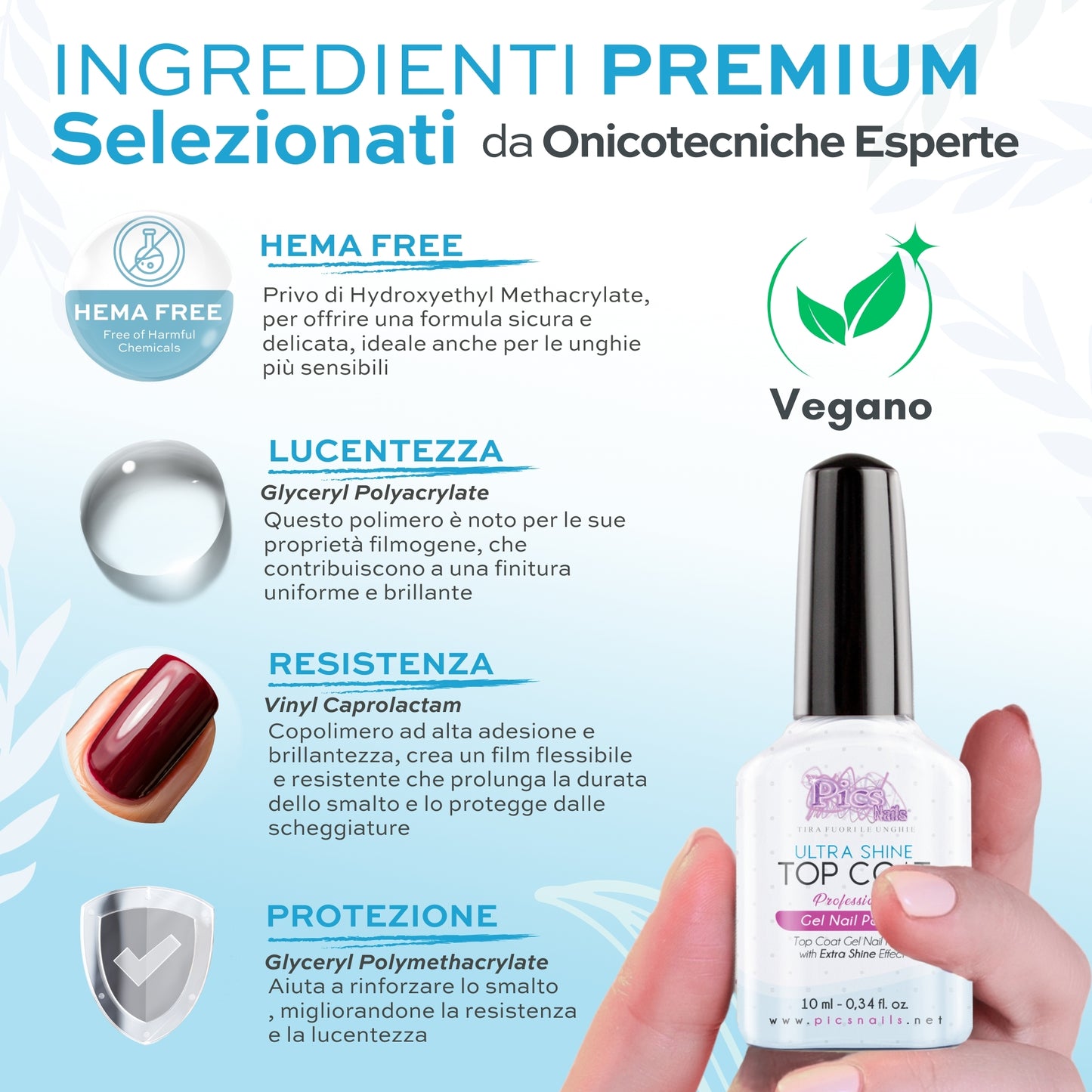Top Coat Semipermanente ULTRA SHINE UV/LED 10 ml - Smalto Gel Sigillante Senza Strato di Dispersione