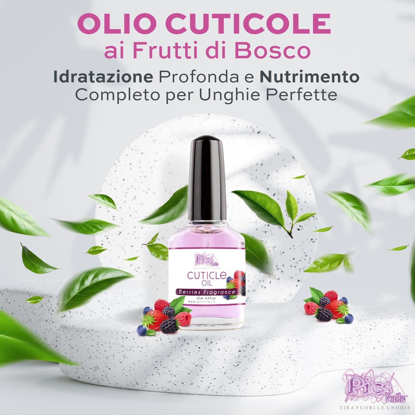 Olio Cuticole Unghie Di Mani E Piedi Professionale Frutti di Bosco 12 ml