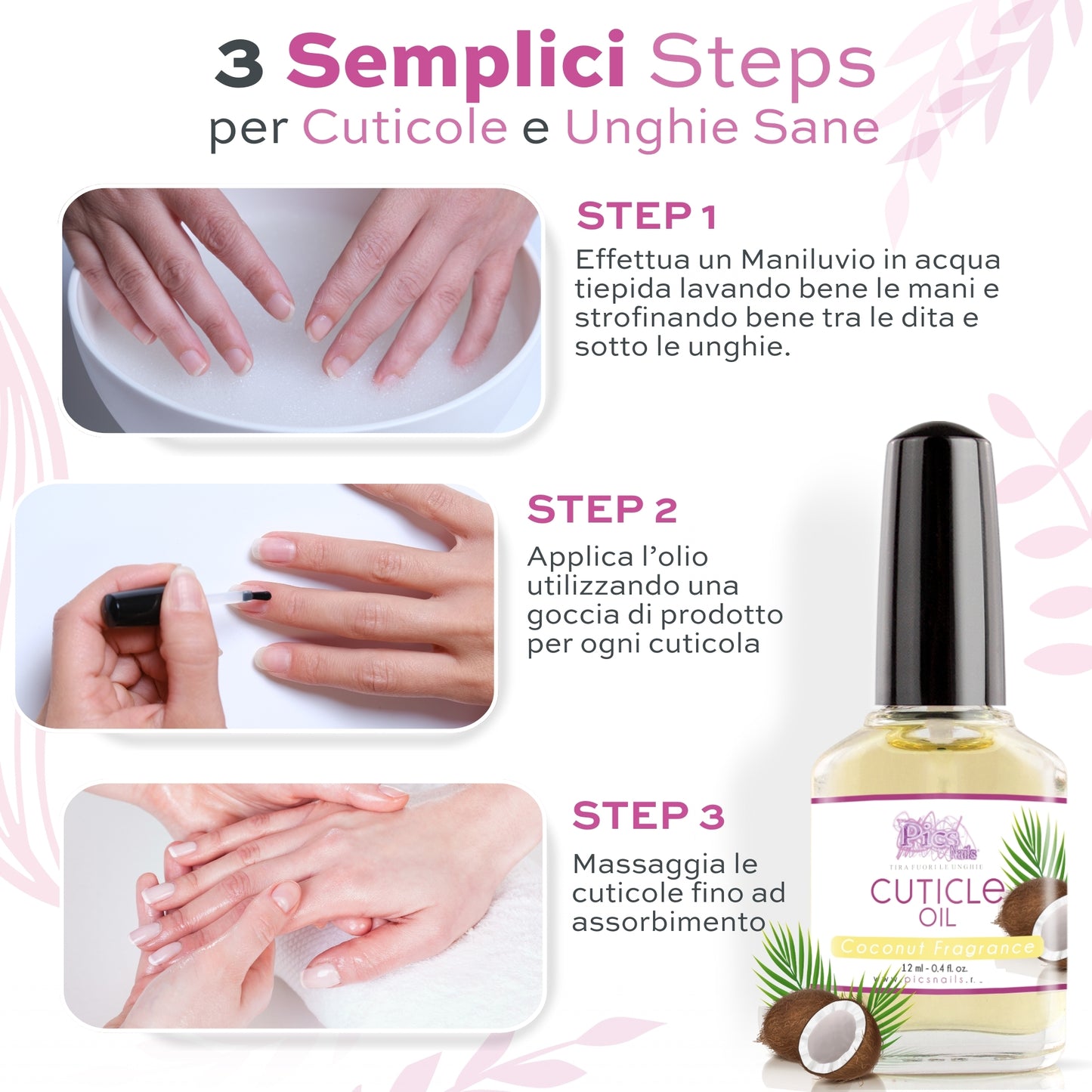 Olio Cuticole Unghie Di Mani E Piedi Professionale Cocco 12 ml