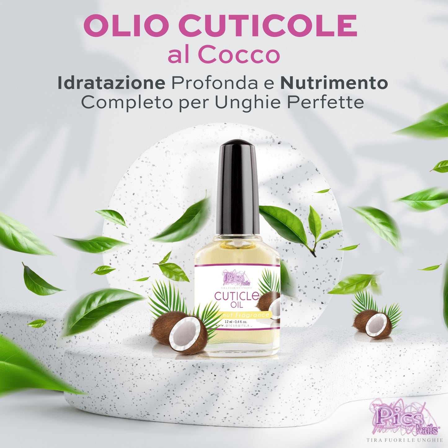 Olio Cuticole Unghie Di Mani E Piedi Professionale Cocco 12 ml