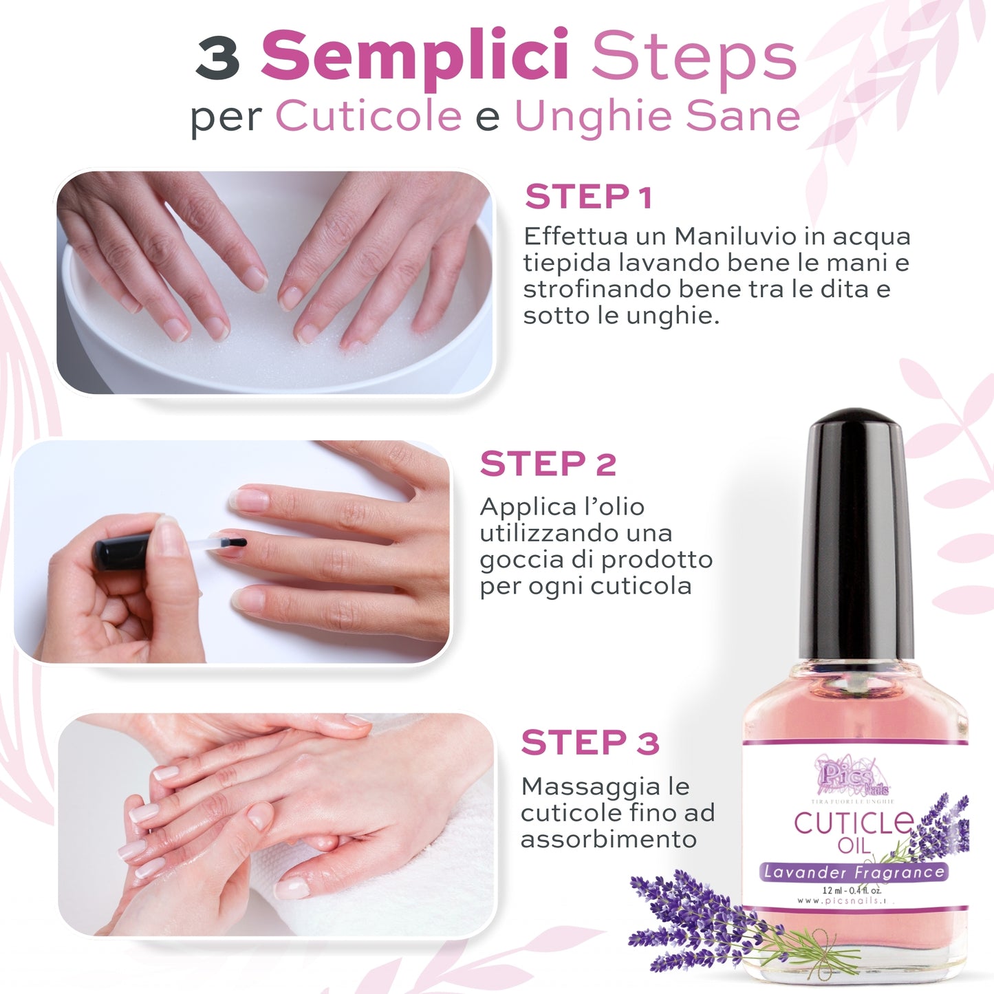 Olio Cuticole Unghie Di Mani E Piedi Professionale Lavanda 12 ml