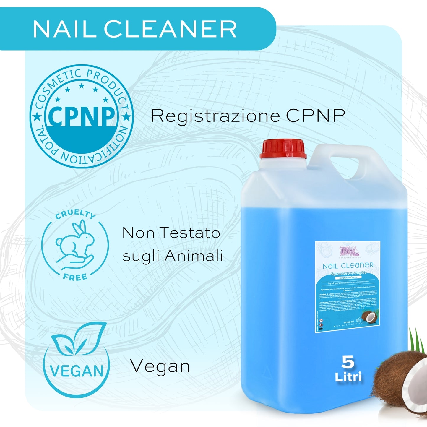 Nail Cleaner Sgrassatore Unghie Professionale 5 L. - Cocco