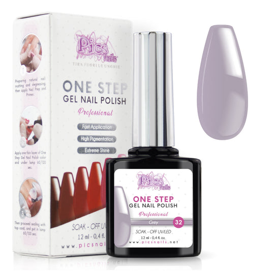 Smalto Semipermanente One Step Gray 32 - 12 ml | Semipermanente 3in1 UV/LED Ultra Lucido