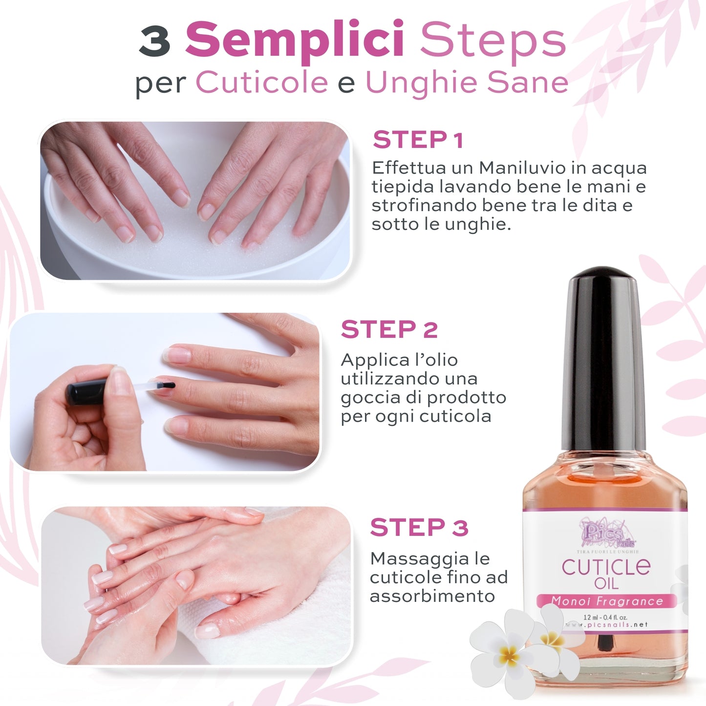 Olio Cuticole Unghie Di Mani E Piedi Professionale Monoi 12 ml