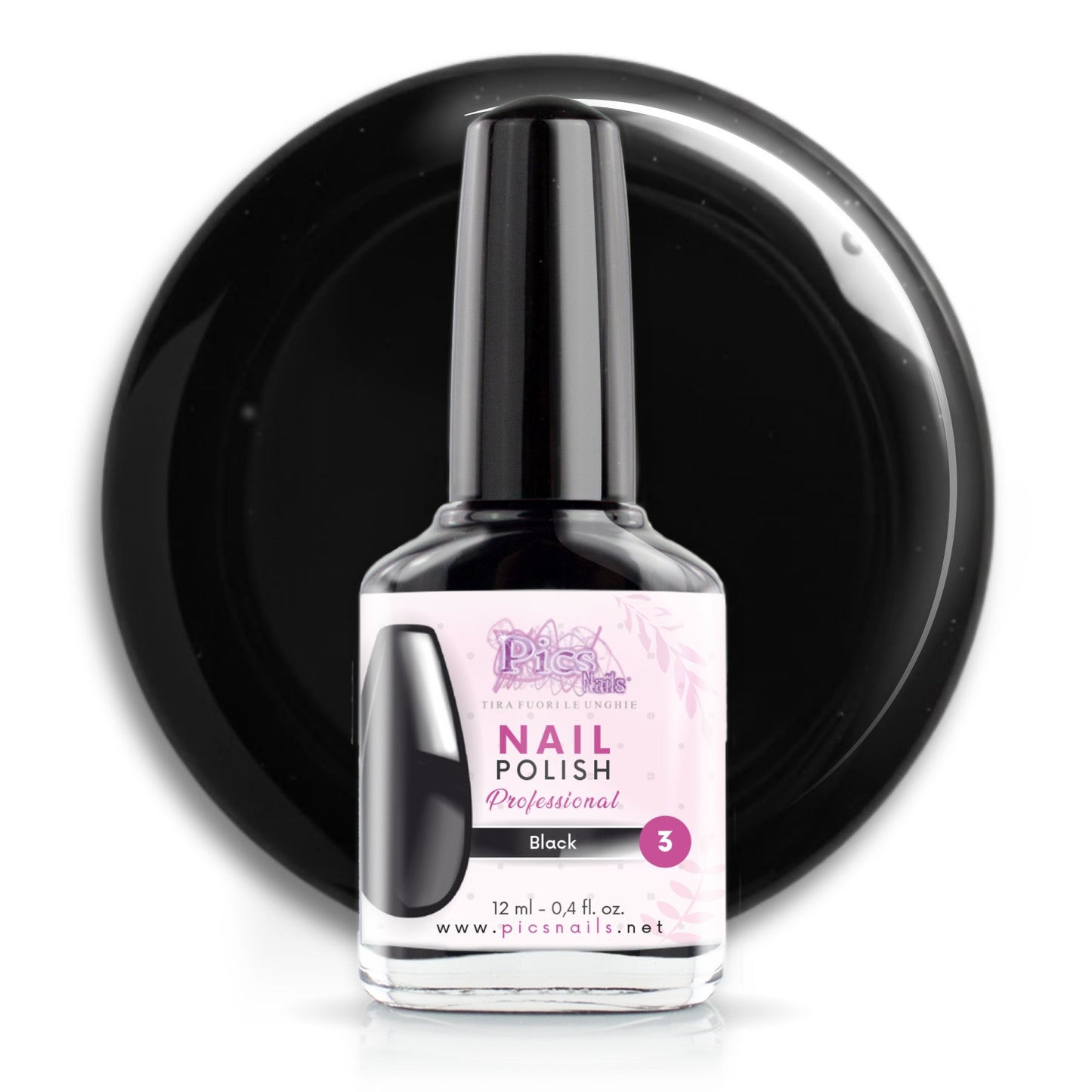 Smalto Unghie Professionale 12 ml – Nero | Colore Intenso e Brillante | Smalto per Unghie Lunga Durata | Finitura Lucida Effetto Salone – Smalti per Unghie Facili da Applicare e Rimuovere