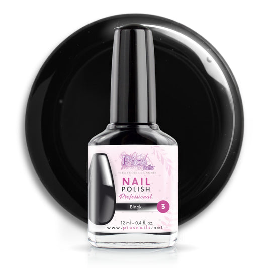 Smalto Unghie Professionale 12 ml – Nero | Colore Intenso e Brillante | Smalto per Unghie Lunga Durata | Finitura Lucida Effetto Salone – Smalti per Unghie Facili da Applicare e Rimuovere