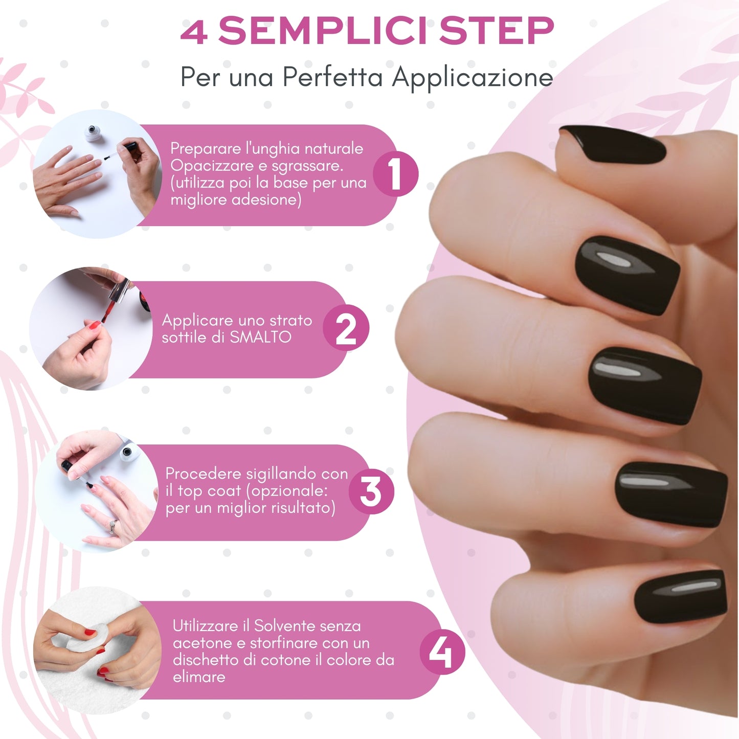 Smalto Unghie Professionale 12 ml – Nero | Colore Intenso e Brillante | Smalto per Unghie Lunga Durata | Finitura Lucida Effetto Salone – Smalti per Unghie Facili da Applicare e Rimuovere