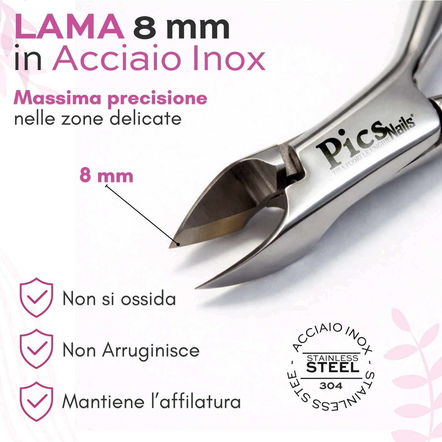Tronchesino Cuticole Professionale 8mm in Acciaio Inox – Taglia Cuticole Unghie Mani e Piedi, Tronchesina per Cuticole Precisa, Rimuovi Cuticole e Pellicine per Manicure e Pedicure