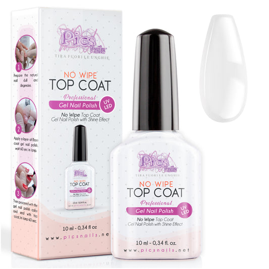 Top Coat Semipermanente NO WIPE UV/LED 10 ml - Smalto Gel Sigillante Senza Strato di Dispersione