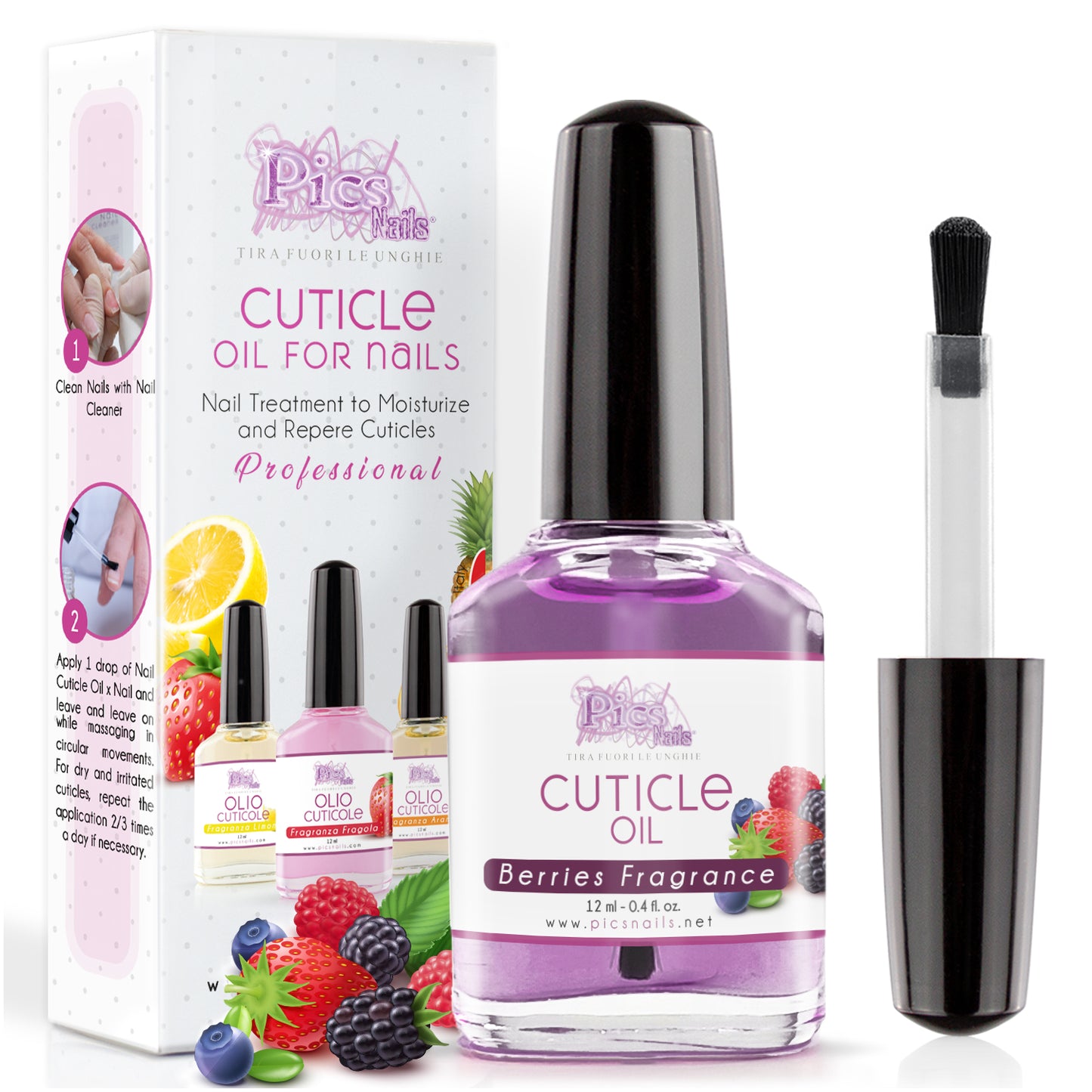 Olio Cuticole Unghie Di Mani E Piedi Professionale Frutti di Bosco 12 ml
