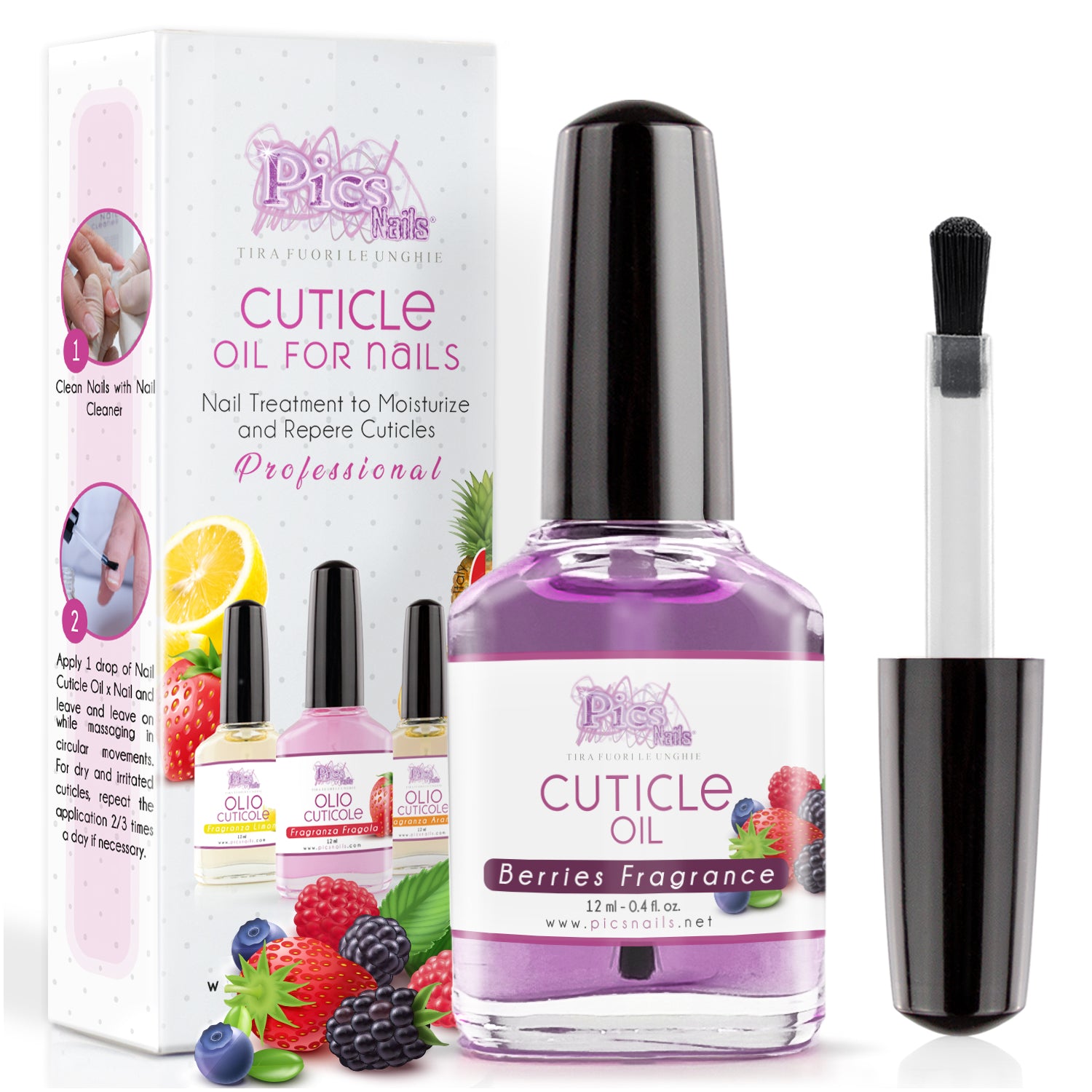 Olio Cuticole Unghie Di Mani E Piedi Professionale Frutti di Bosco 12 ml